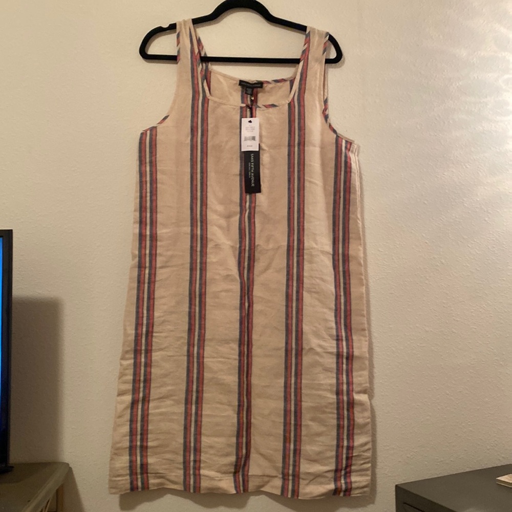 NEW SAKS FIFTH AVE LINEN DRESS SIZE MEDIUM